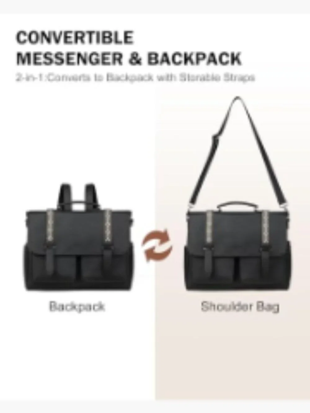 Large PU Leather Laptop Messenger Bag Satchel Crossbody Purse Work Travel